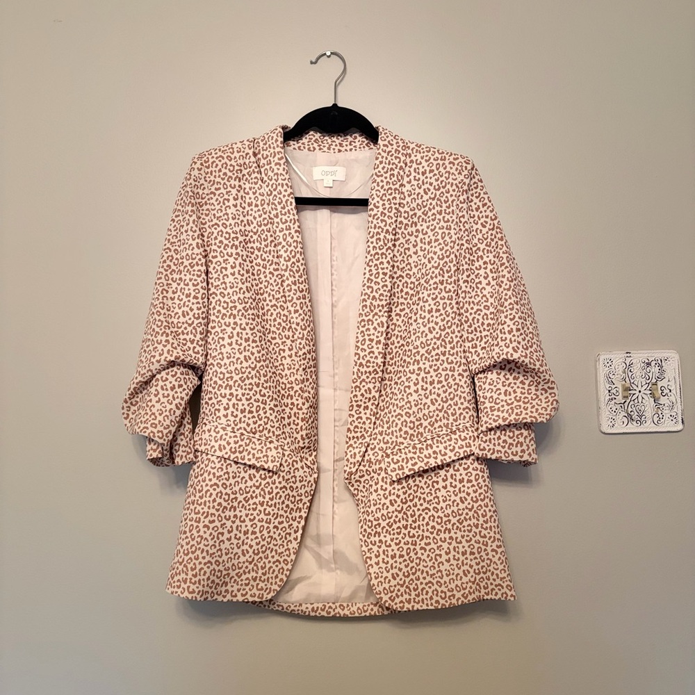 ODDY Women's Beige Leopard Blazer